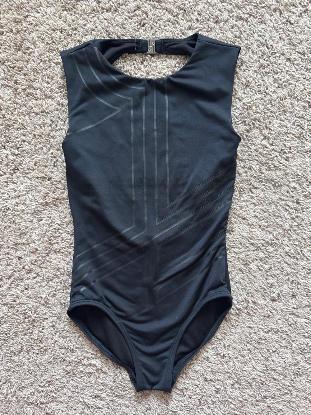 Jo & Jax Black Leotard with Subtle Geometric Detail
